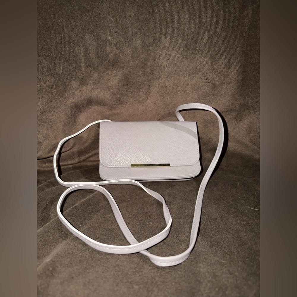 mundi White Pebbled Crossbody Bag with Gold Accent